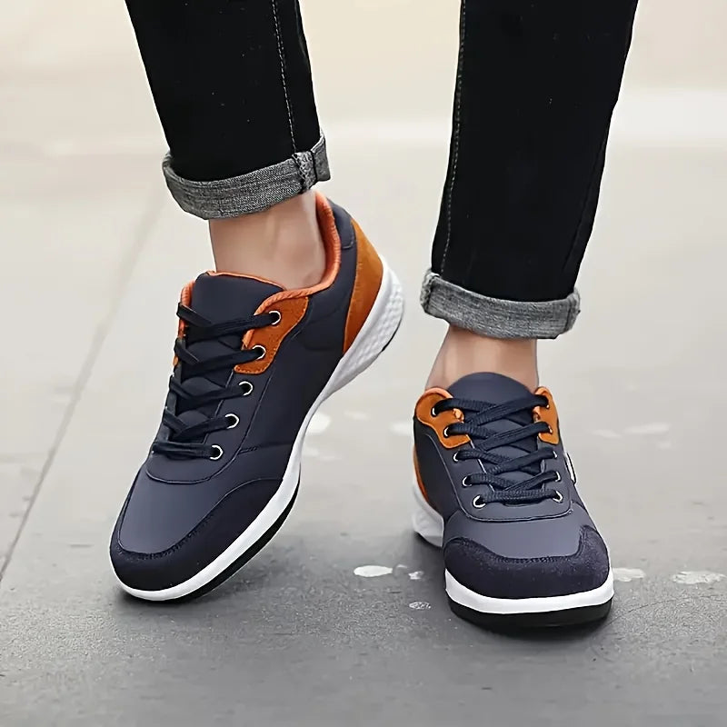 YRZL Herrenschuhe Frühling Herbst Wasserdichte Walking-Sneaker Freizeit-Ledersportschuhe für Herren Rutschfeste Tennisschuhe für Herren