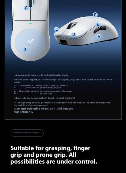 MCHOSE M7 Ultra Ergonomic Gaming Mouse PAW3950 Super Sensor TOPSPEED 8000Hz Polling Rate Lightweight Design Realtek Master Mice
