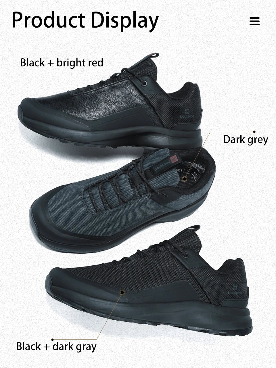 Baasploa Hiking Shoes Men Outdoor Waterproof Camping Resistant Non-Slip Sneakers Casual Lightweight Lace-Up Walking Shoes for Men