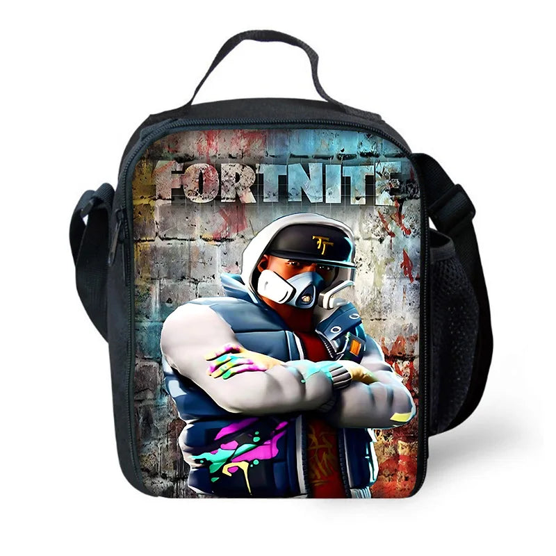 Isolierte Lunchbox für Kinder, großes Fassungsvermögen, Hot-Game-F-FortniteS-Tasche für Jungen, Mädchen und Schüler, für Outdoor-Picknick, wiederverwendbare Thermo-Kühltasche