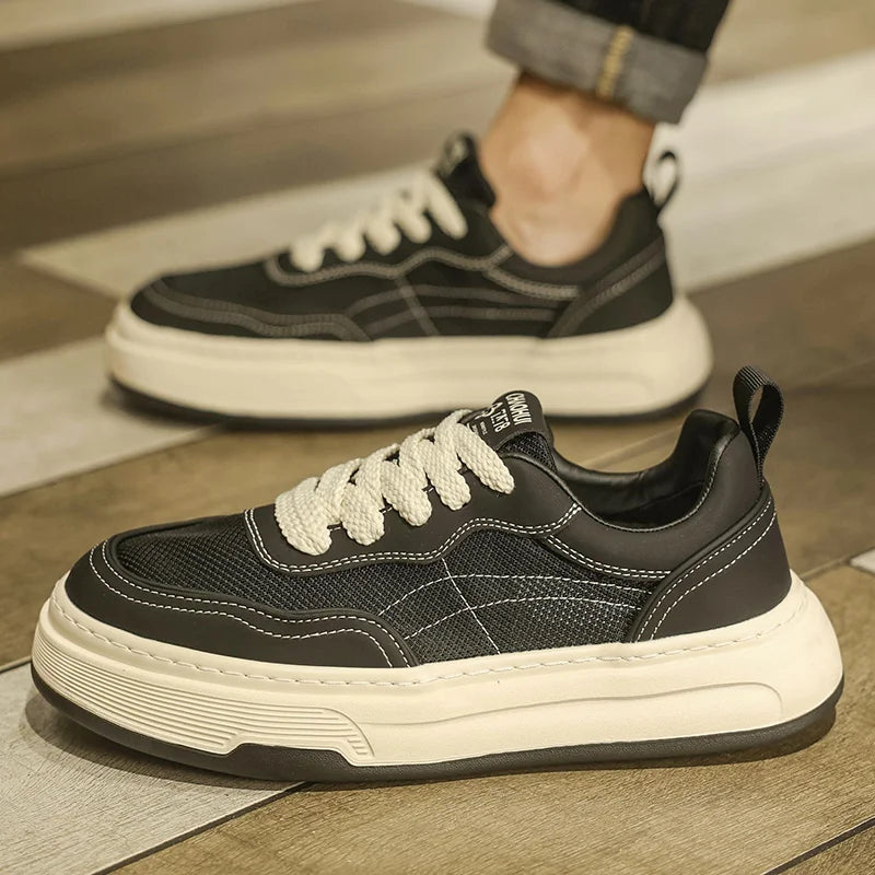 Ultraleichte atmungsaktive Mesh-Sneaker für Herren 2025 – modische Freizeitschuhe mit dicker Sohle, komfortable Schnür-Trainer für tägliche Spaziergänge