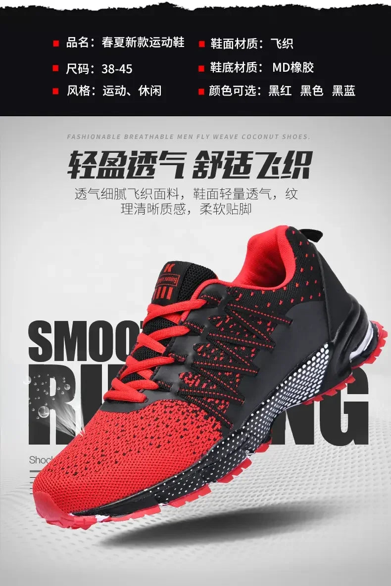 2025 Thick-Soled Sports Shoes Youth Mesh Breathable Running Shoes Trendy Spring Summer Korean Large Black and White Shoes Walk