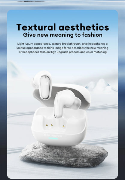 Monster MQT52 Wireless Bluetooth 5.4 Earphones Long Battery Life Gaming Headphones Dual Mode HIFI Stereo Sound Headset With Mic