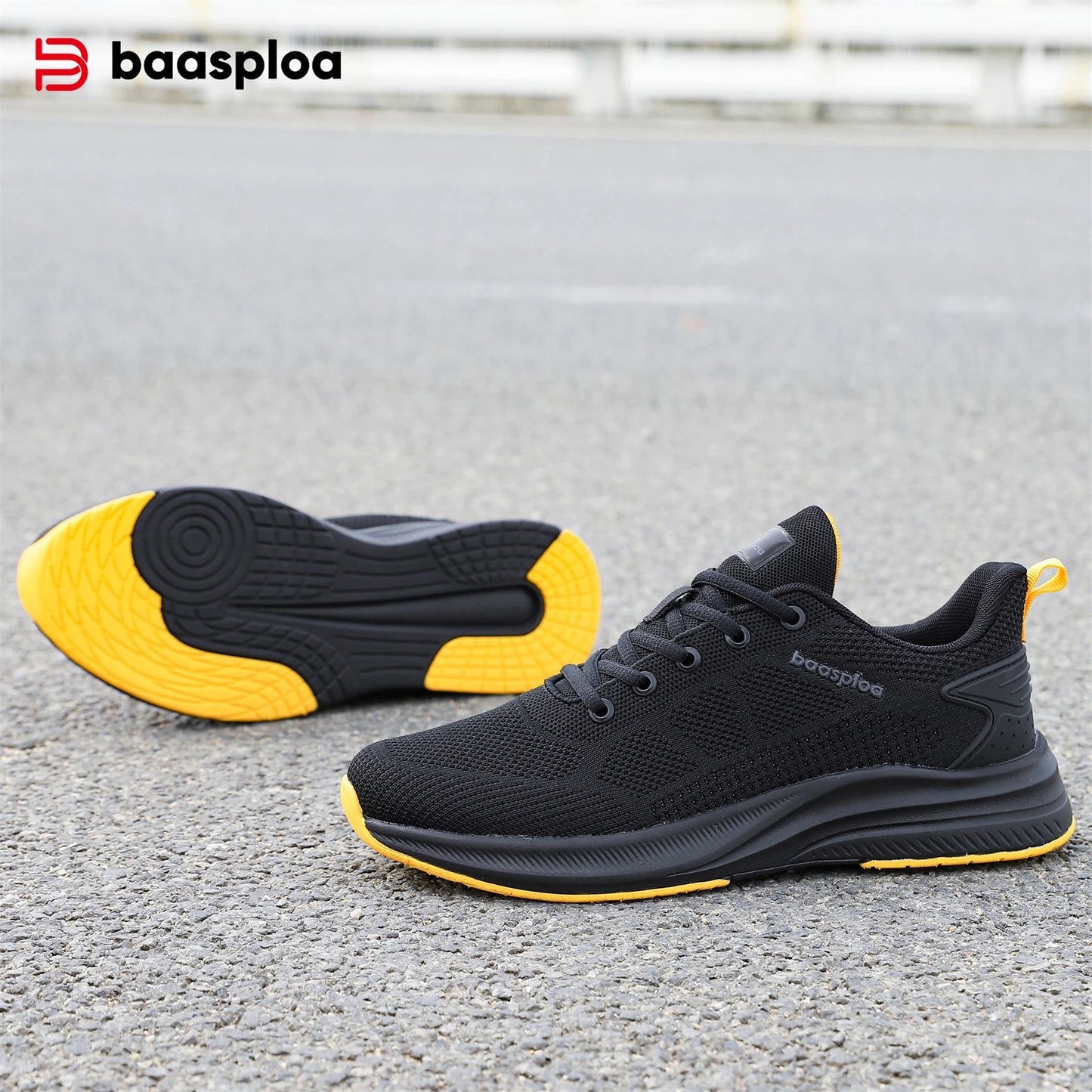 Baasploa Men's Running Shoes Brand, Male Designer Mesh Casual Sneakers, Lightweight Lace-Up New Male Outdoor Sports Tennis Shoes