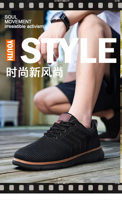 Casual Sneaker Shoes Breathable Men's Walking Mesh Soft Sole Outdoor Anti Slip Travel Comfortable Running Shoes Tenis Masculino