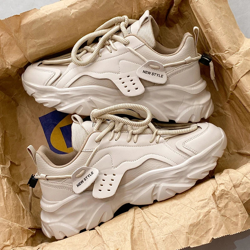 Men's Shoes, Seasonal Leather Trend, Soft Sole, Sports Running Shoes, Campus Style, Casual and Versatile, Fashionable Dad Shoes