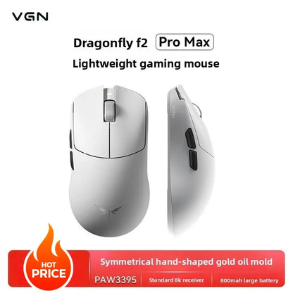 VGN Dragonfly F2 ProMax/Ultra E-Sports-Gaming-Maus 42000DPI 0.125ms für CSGO, Latenz kabelgebunden/kabellos, Dual 8K, 3 Modi, PAW3395/3950