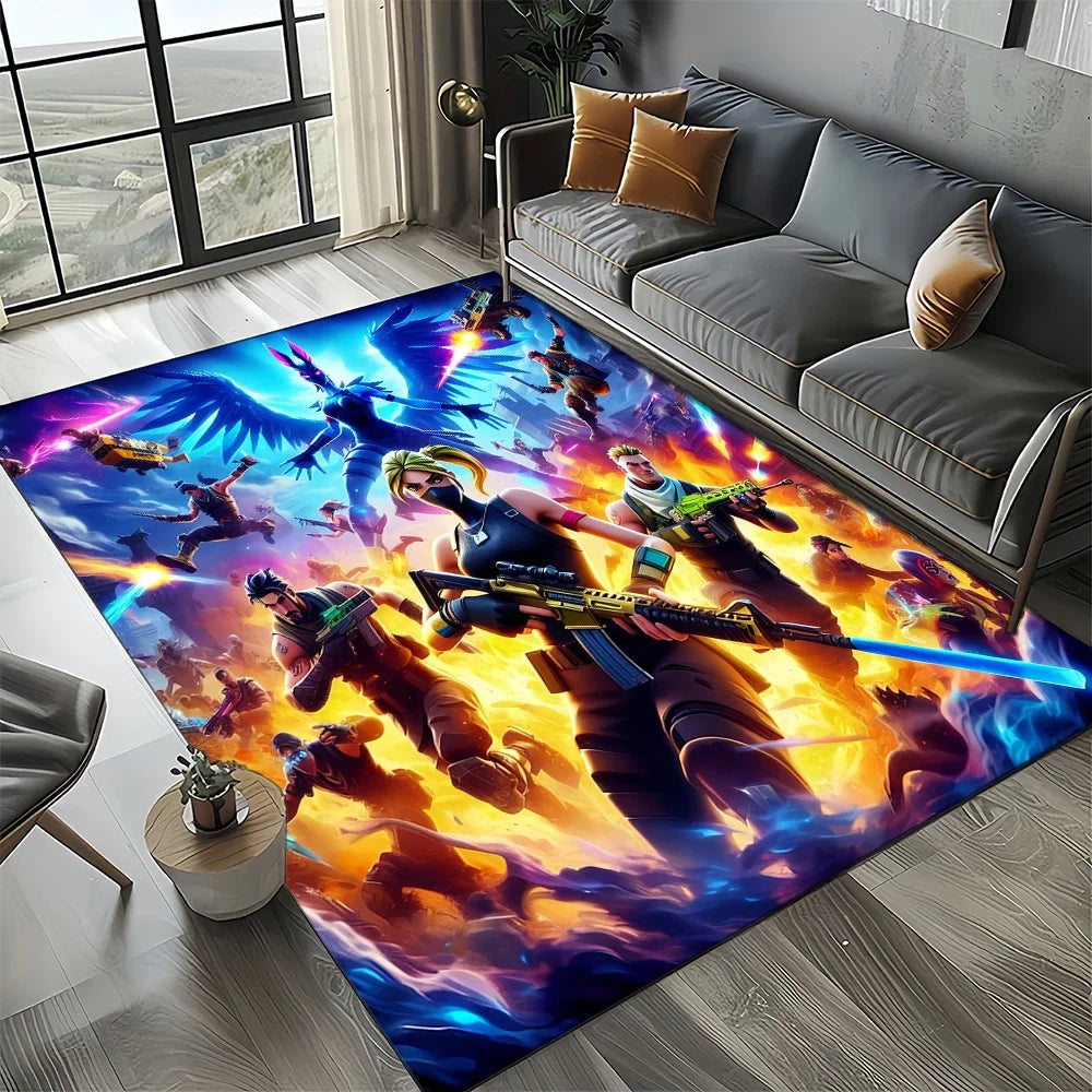 2025 Games 3D F-Fortnite Cartoon Carpet Rug for Living Room Bedroom Home Sofa Decoration, Kids Play Area Rug Non-slip Floor Mat
