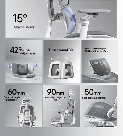 Ergonomischer Office-Mesh-Stuhl, moderner Executive-Computer- und Gaming-Stuhl, drehbar, rollbar und verstellbar