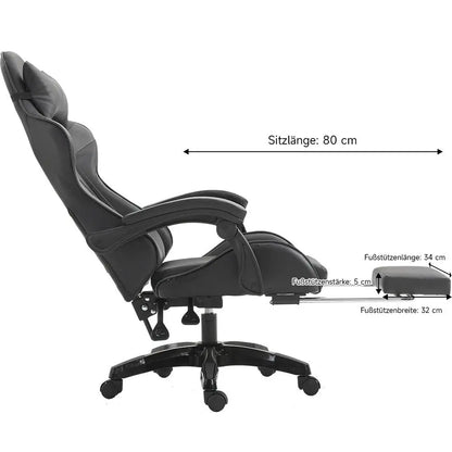 Ergonomic gaming chair, office chair, height adjustable,PU leather computer chair, with headrest and lumbar support, 360° swivel