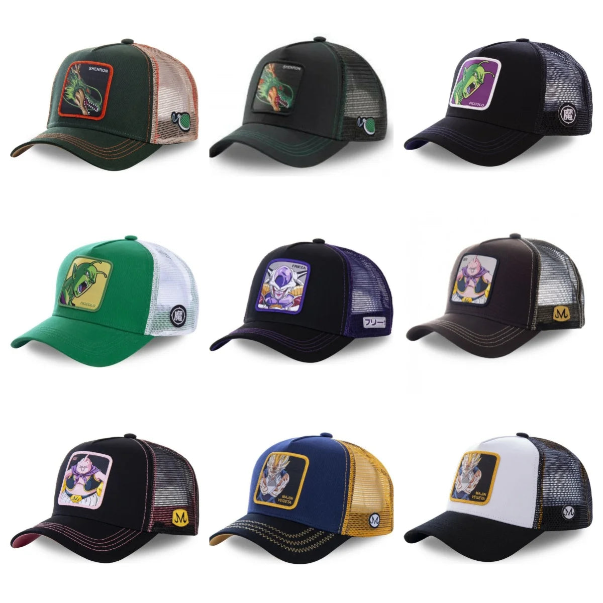 New Dragon Ball Son Goku Cap Summer Travel Peaked Cap Men's Embroidery Hip-Hop Cap Style Sun Visor Adjustable Trucker Mesh Cap