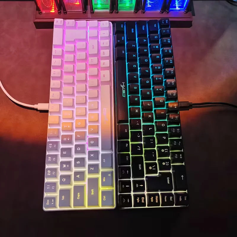 Ultra-Compact 65% Size Gaming Membrane Keyboard, Ergonomic RGB Backlit, Portable 68-Key Wired Office Keyboard with USB Plug-in