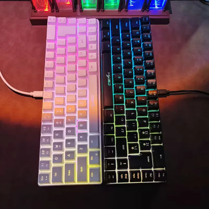 Ultra-Compact 65% Size Gaming Membrane Keyboard, Ergonomic RGB Backlit, Portable 68-Key Wired Office Keyboard with USB Plug-in