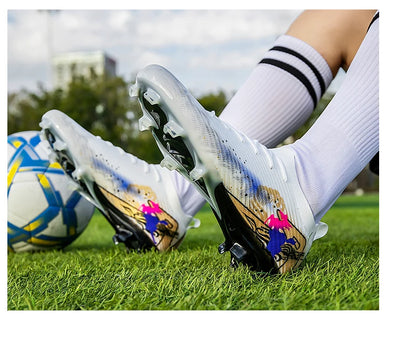 New Men Football Boots Soccer Cleats FG Non-Slip Training Shoes Soccer Shoes Long Spikes Match Ultralight Outdoor Drop Shipping