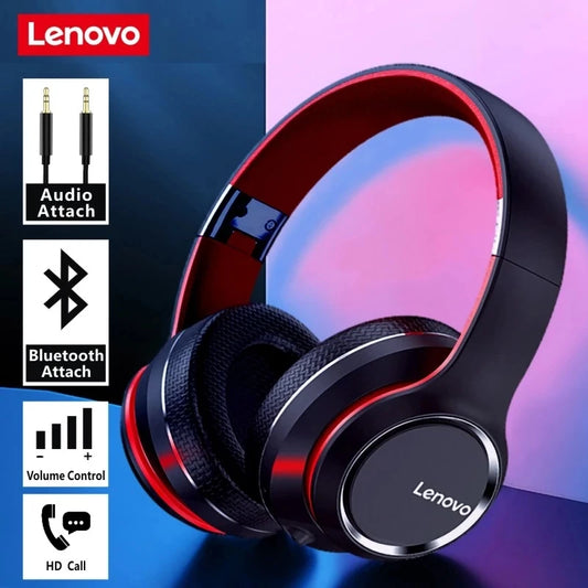 Lenovo HD200 Wireless Bluetooth Over-Ear Headphones – Noise Cancelling HiFi Stereo Gaming Headset with Microphone