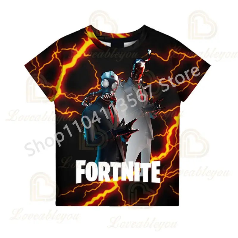 Kinder 100-160cm Hot Sale F-Fortnited Sommer-T-Shirt für Jungen und Kleinkinder, lustige Gaming-T-Shirts, modisches Geburtstagsgeschenk für Mädchen und Jungen