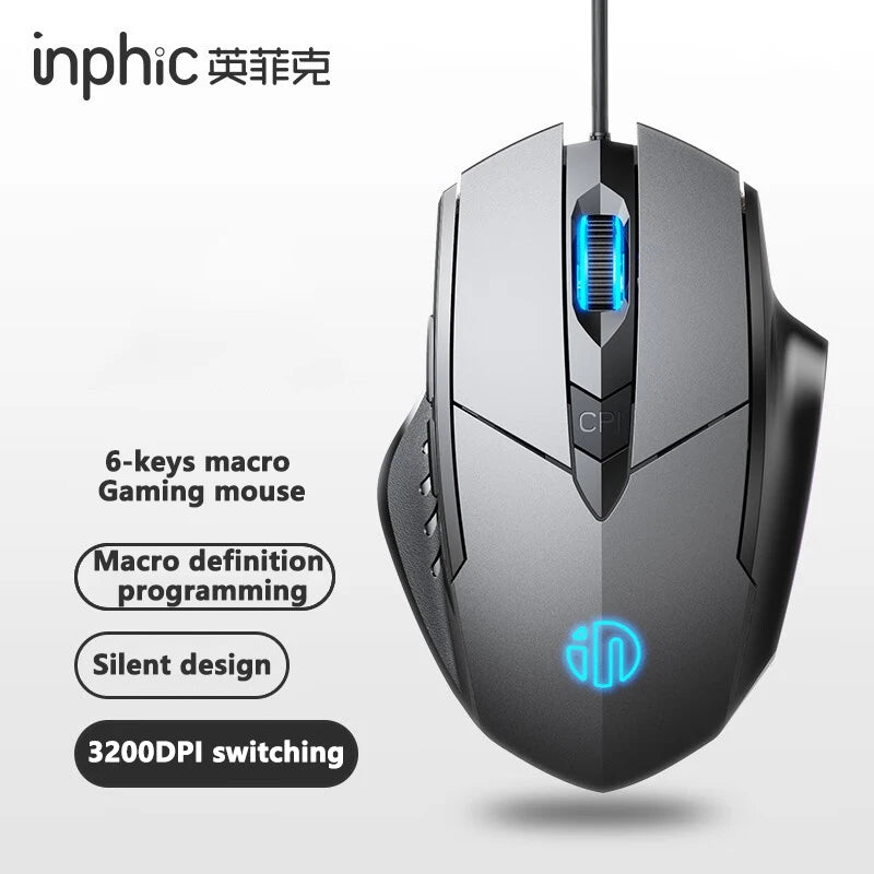 Inphic W1 Wired Mouse Esports Gaming Mouse Macro Programming Definition to Adjust DPI Silent Office Mouse