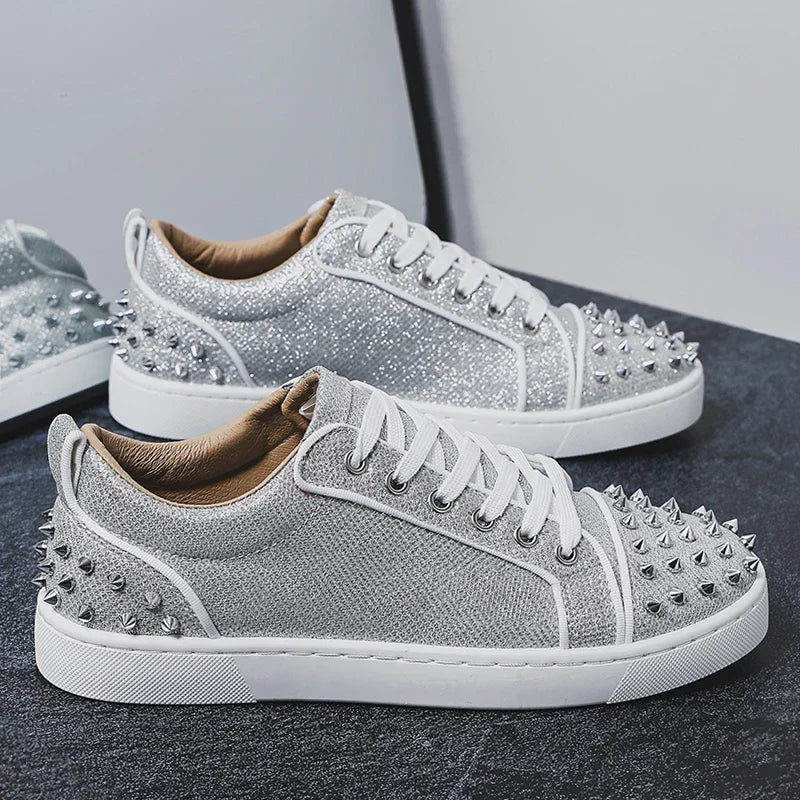 2025 New Men's Casual Shoes Comfortable Soft Punk Style Board Shoes Fashion Nail Anti Slip Wear Resistant Personalized Sneakers