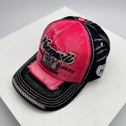 Koreanische Vintage-Waschung Baseballcaps für Herren und Damen aus Baumwolle, Snapback-Caps mit Stickerei, neue vielseitige Mode-Lettering-Freizeitcaps im Distressed-Look