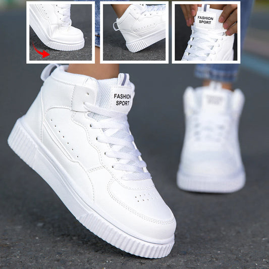 New Style Men's Casual Leather Shoes, Trendy, Breathable, Versatile, Sports White Sneakers, Leather Trendy Shoes
