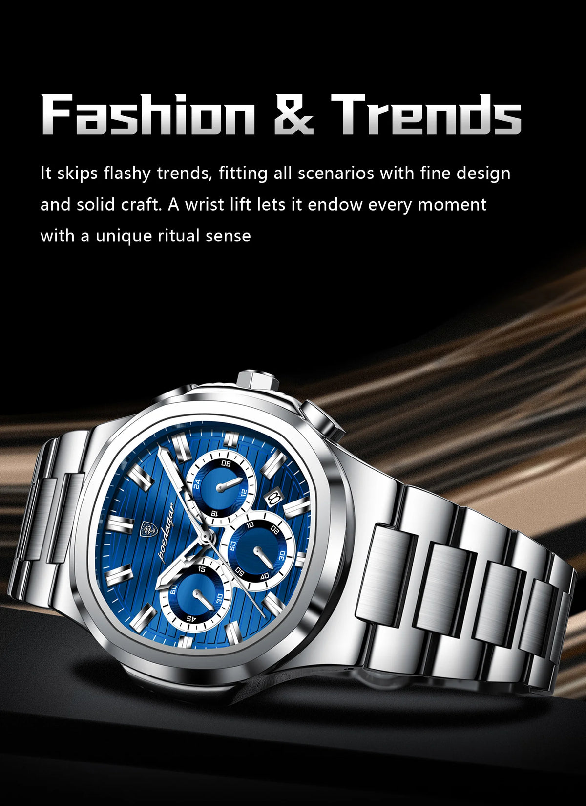POEDAGAR Top Luxury Man Watch Waterproof Stainless Steel Luminous Men Clock Date Chronograph Quartz Business Men's Watches Reloj