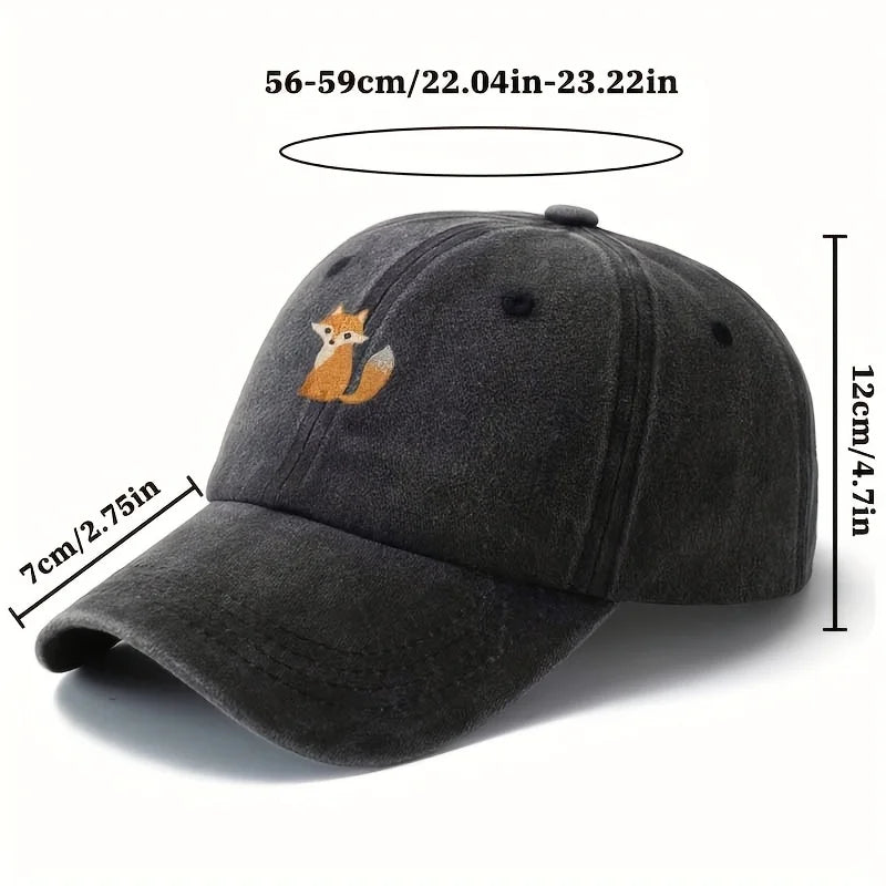 Cappellino da baseball con stampa a motivo di volpe carina, ideale per la moda casual quotidiana, versatile per gli spostamenti in città, adatto a uomo e donna