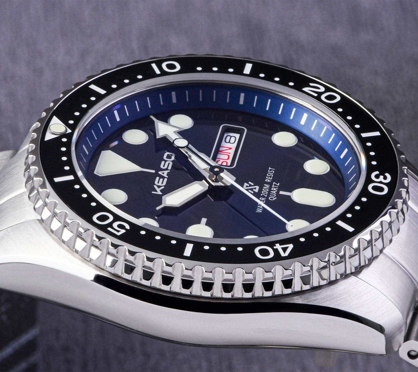 KEASO Top Men Dive Watch C3 Super Luminous 316L Solid Steel 20Bar Waterproof Sapphire Mirror MIYOTA 2035 Quartz Movement Watch