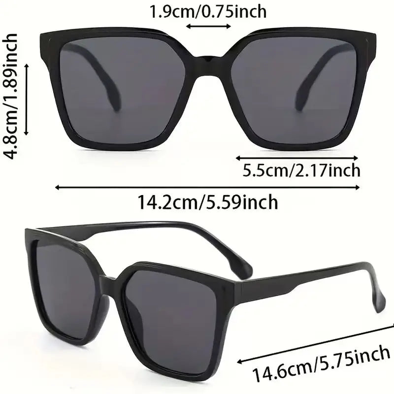 3Pcs Women's Retro Fashion Oversized Rectangular Frame Combination Sunglasses Uv Protection Outdoor Sunglasses