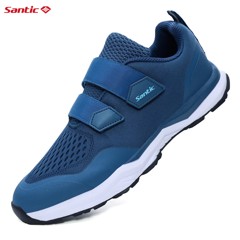 Santic Cycling Shoes Multi-purpose Running SPD Indoor Leisure Shoes Rubber Sole Hook and Loop Design 3D Mesh Fabric Sneakers Unisex