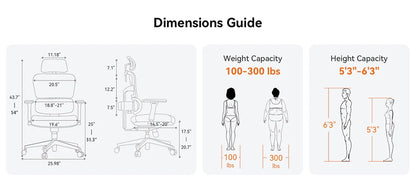 NEWTRAL NT001 Ergonomic Office Chair with Auto-Following Lumbar Support, 3 Recline Angle, Adjustable Backrest Armrest Headrest