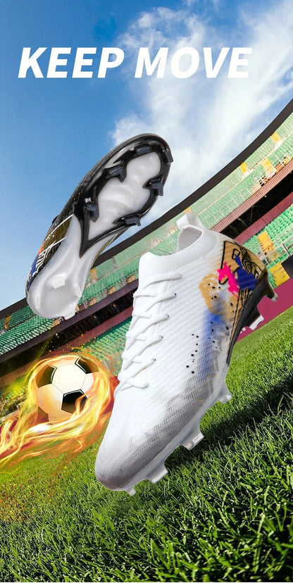 New Men Football Boots Soccer Cleats FG Non-Slip Training Shoes Soccer Shoes Long Spikes Match Ultralight Outdoor Drop Shipping