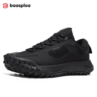 Baasploa Hiking Shoes Men Outdoor Waterproof Camping Resistant Non-Slip Sneakers Casual Lightweight Lace-Up Walking Shoes for Men