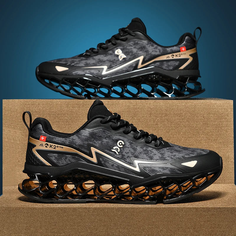 2026 New Summer Outdoor Mens Sports Shoes 3D Printed Sole Rebound Lightweight Running Shoes Foot Protection Stable Walking Shoes