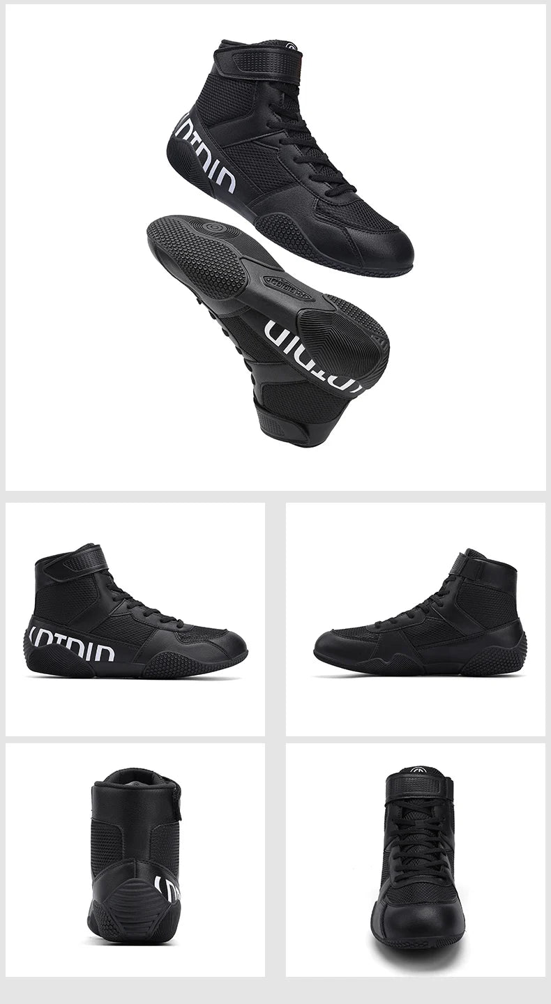 New Men's Large Wrestling Shoes Mesh Breathable Boxing Shoes Anti-Slip Wear-Resistant Sneakers Fashionable Casual High Sport Shoes