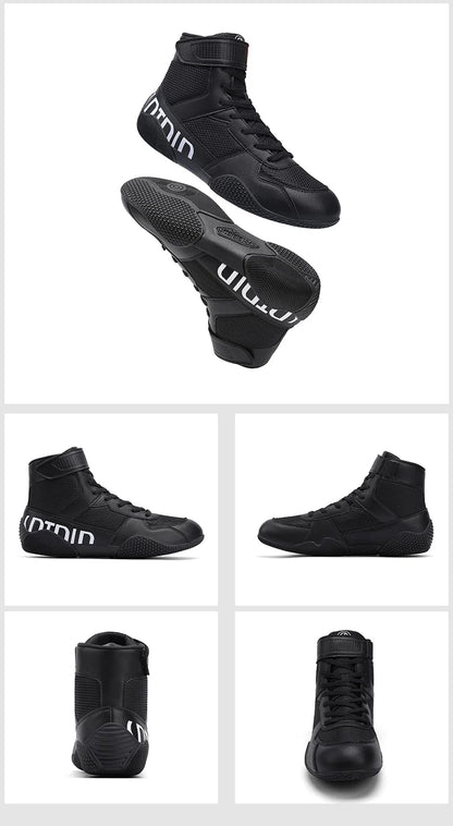 New Men's Large Wrestling Shoes Mesh Breathable Boxing Shoes Anti-Slip Wear-Resistant Sneakers Fashionable Casual High Sport Shoes