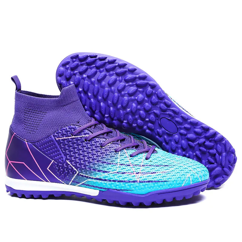 New Professional High Top Football Shoes Artificial Grass Leather Youth Students Training Soccer Shoes for Men And Women Sports
