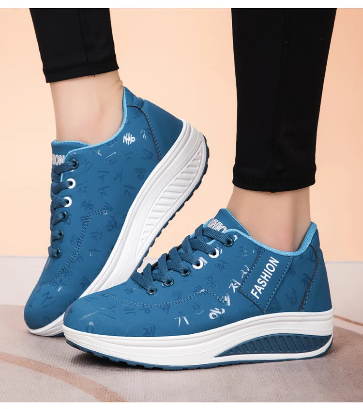 Scarpe casual da donna outdoor con suola spessa, platform alla moda, taglia grande 42, fondo piatto, scarpe sportive per camminata e corsa