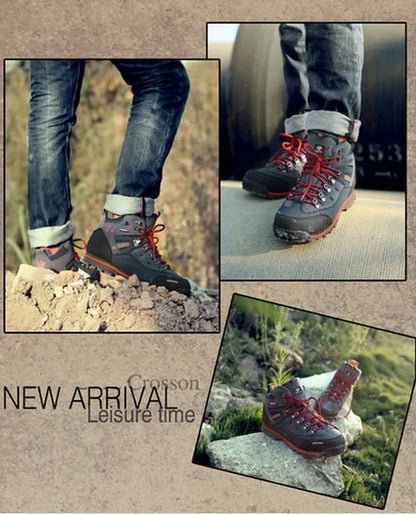 Lynjacye Mid-Cut 2025 New Waterproof Hiking Boots Training Shoes Men Sports Outdoor Non-Slip Woodland Hunting Work Shoes