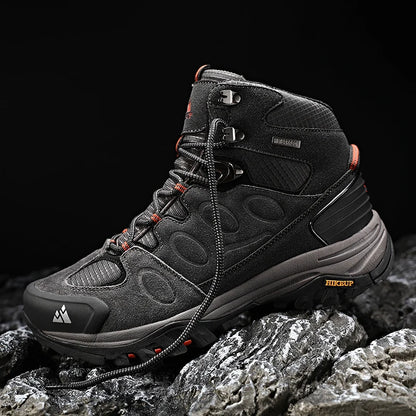 HIKEUP High-Top Men Hiking Boots Winter Outdoor Shoes Lace-Up Non-slip Outdoor Sports Casual Trekking Boots Men Waterproof Suede