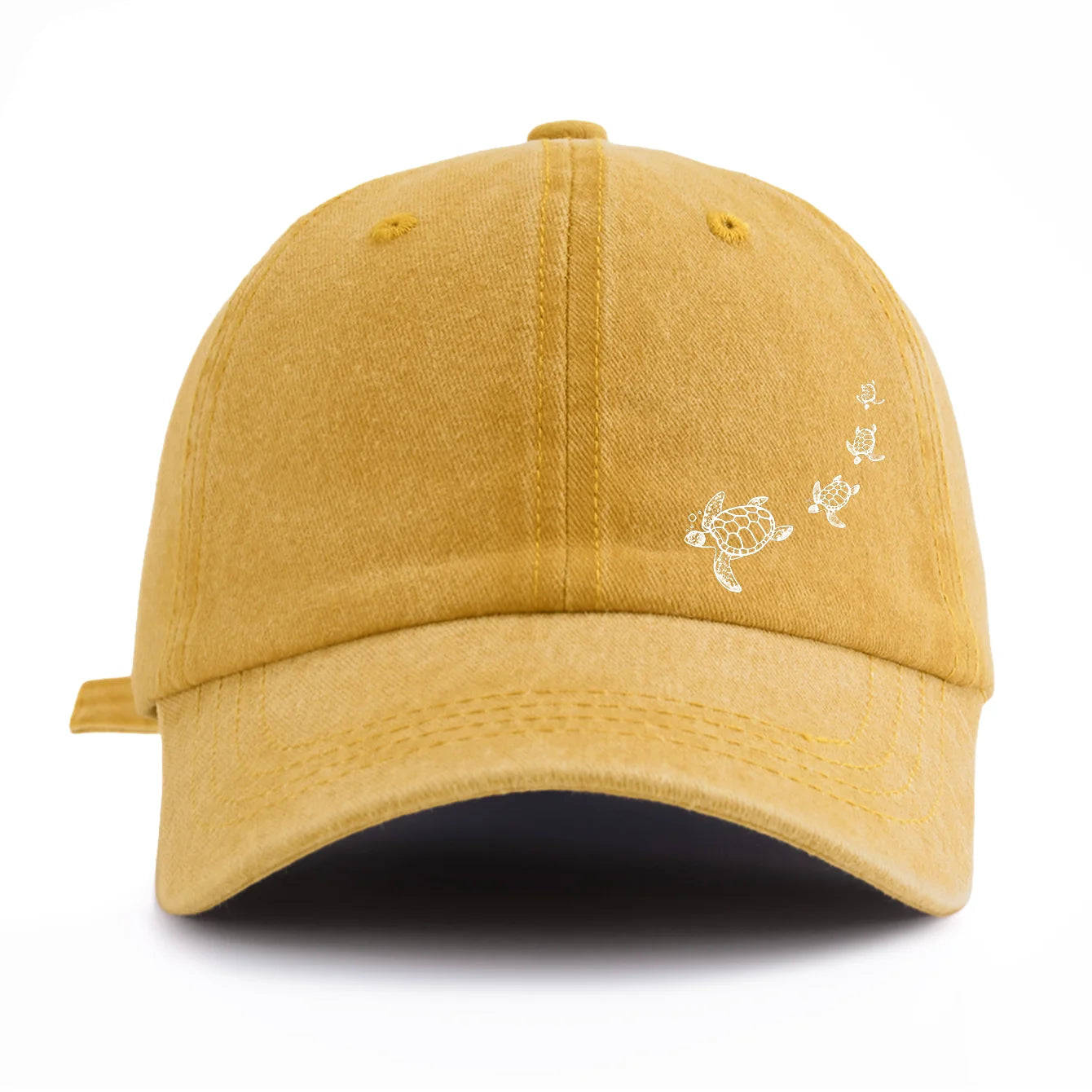 1pc Turtle Print Washed Baseball Cap for Adults,Minimalist Retro Style Casual Soft Adjustable Dad Hat,Perfect As Gift