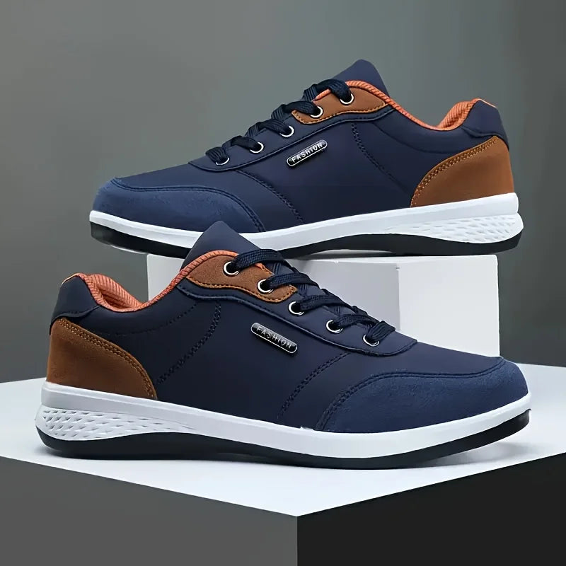 YRZL Herrenschuhe Frühling Herbst Wasserdichte Walking-Sneaker Freizeit-Ledersportschuhe für Herren Rutschfeste Tennisschuhe für Herren