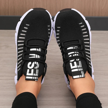 Women’s Sports Shoes Mesh Lightweight Soft Sole Jogging Strap Breathable Fashion Sports Walking Casual Tennis Flat Shoes for Men