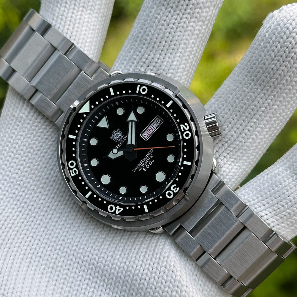STEELDIVE Top Brand Day Function 47.5mm 300M Waterproof Sapphire Glass Ceramic Bezel NH36 Automatic Dive Can Tuna Watch for Men
