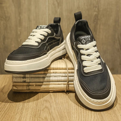 Ultraleichte atmungsaktive Mesh-Sneaker für Herren 2025 – modische Freizeitschuhe mit dicker Sohle, komfortable Schnür-Trainer für tägliche Spaziergänge