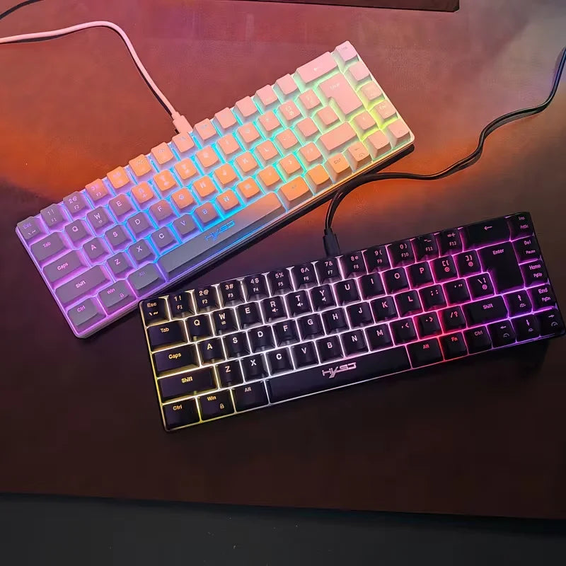 Ultra-Compact 65% Size Gaming Membrane Keyboard, Ergonomic RGB Backlit, Portable 68-Key Wired Office Keyboard with USB Plug-in