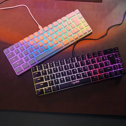 Ultra-Compact 65% Size Gaming Membrane Keyboard, Ergonomic RGB Backlit, Portable 68-Key Wired Office Keyboard with USB Plug-in