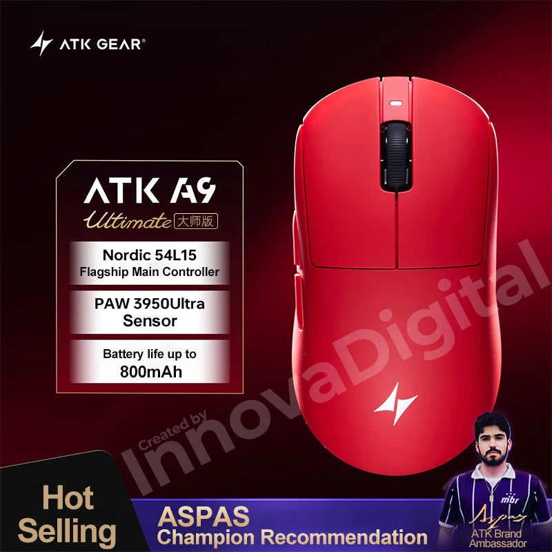 ATK Dragonfly A9 Ultimate kabellose Gaming-Maus A9 Air PAW3950 ultraleichte ergonomische E-Sports-Gamer-FPS-Maus CSGO A9 Ultra
