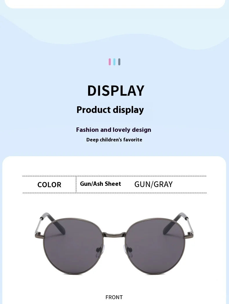 2025 New Straight Metal Sunglasses Boys And Girls, Small Oval Children's Glasses For Babies