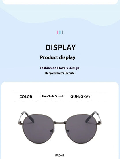 2025 New Straight Metal Sunglasses Boys And Girls, Small Oval Children's Glasses For Babies