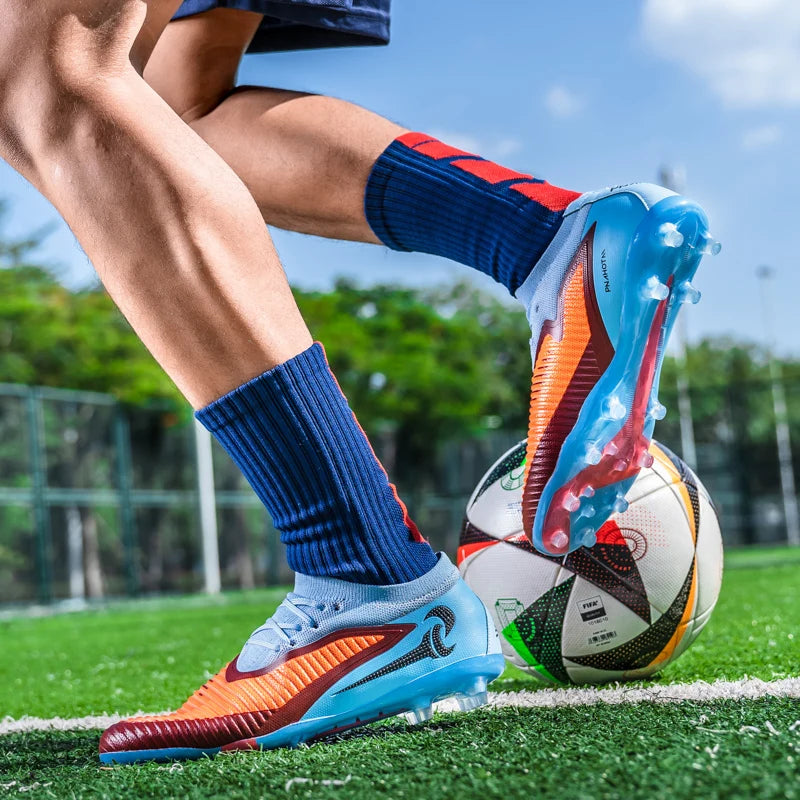 New Men Football Boots Outdoor Sport Boys Long Spikes Non Slip Breathable Match Training Cleats Soccer Shoes Adult Comfortable